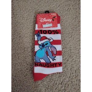 Disney Stitch "100% Naughty" Holiday Socks
